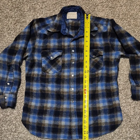 Vintage Pendleton Blue and Black Plaid Shirt - Picture 5 of 7